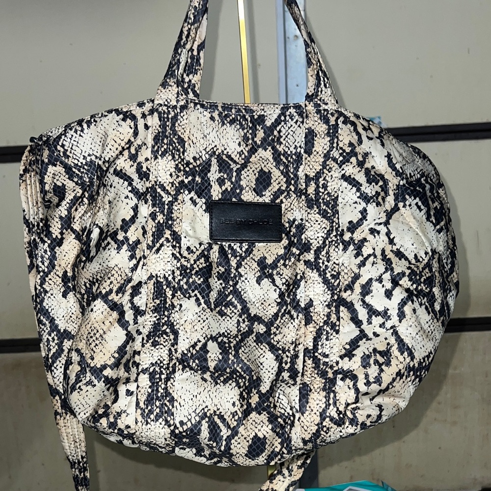 See By Chloe Black and Cream Snakeskin Tote